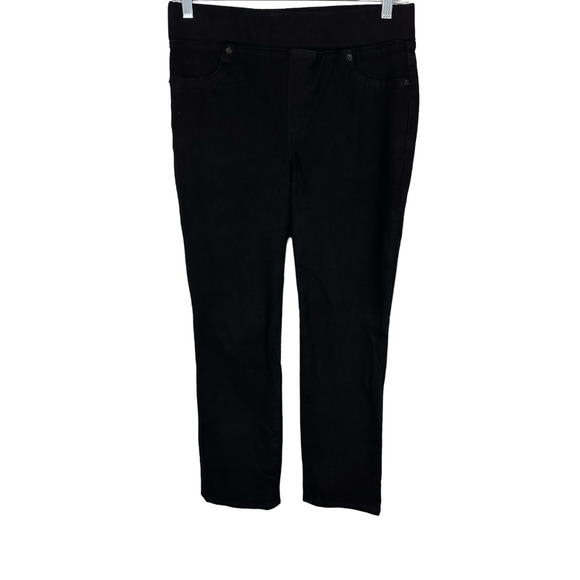 LOGO by Lori Goldstein Regular Knit Denim Straight Leg Jeans Pant Black Size 4 - Picture 1 of 2